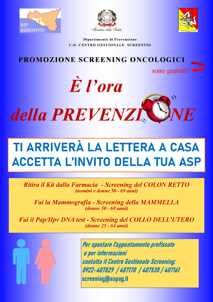 Screening Oncologico, L’ASP Di Agrigento Raccomanda Di Accettare Le ...