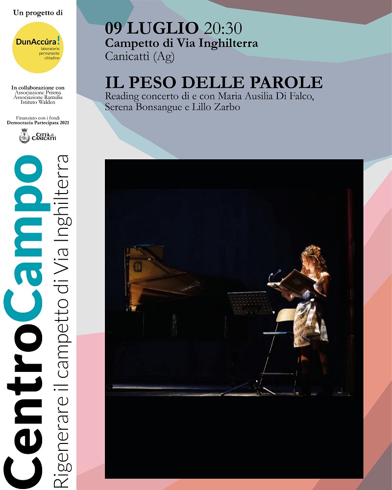 Canicato, Reading Concert "weight of words" Via England in Campetto